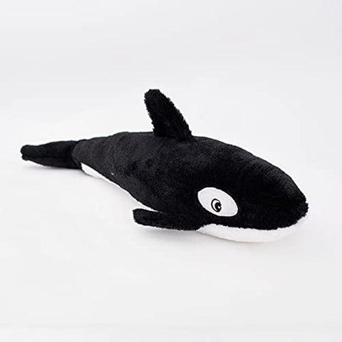 Jigglerz Tough Stuffing Squeaky Plush Dog Toy, Ocean Themed Toys - Killer Whale