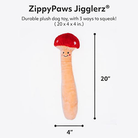 Jigglerz Mushroom Squeaker Soft Dog Toy - Large