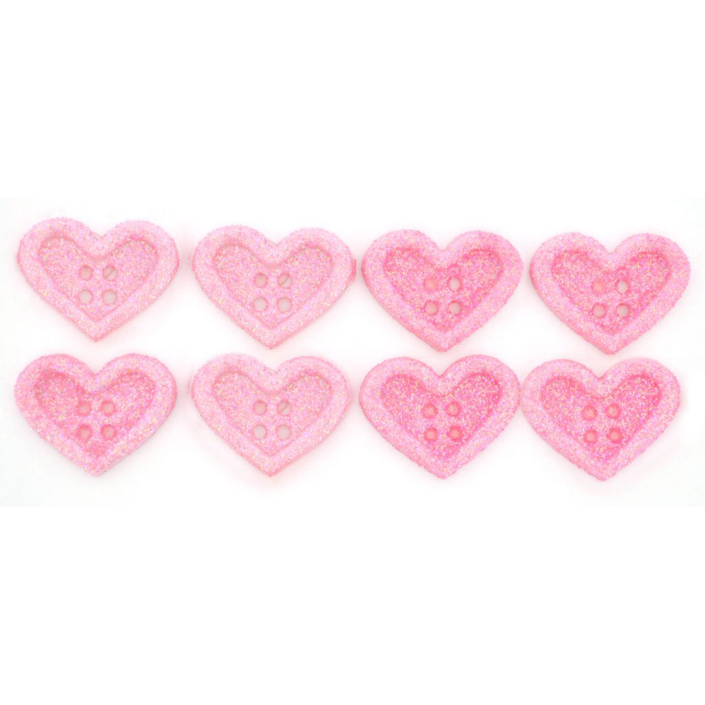 10, Bright Pink Heart Buttons, Pink Buttons, Heart Shaped Buttons