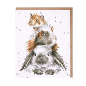 Piggy in the Middle Guinea Pig & Rabbit Notecard Set