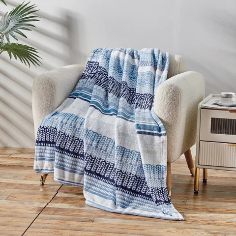 Anissa Blue Pattern Throw Blanket