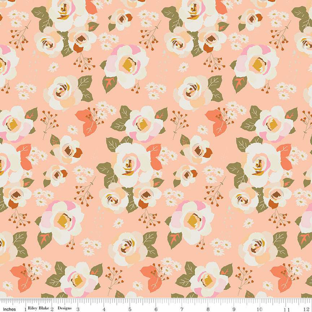 Forgotten Memories Collection Floral Cotton Fabric apricot
