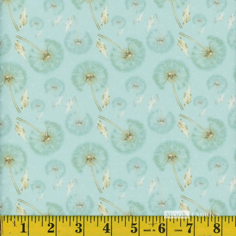 aqua, Dandelion Swiss Dot Fabric 1390