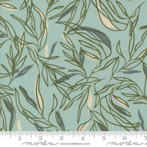 aqua, Forage Found and Hand Me Down Collection Leaf Blenders Cotton Fabric 45632