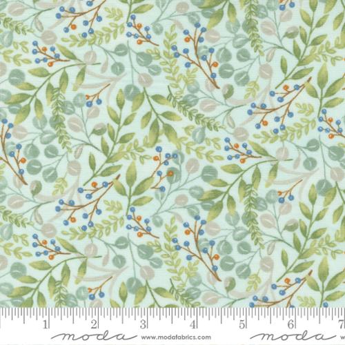 Harvest Wishes Fall Foliage Cotton Fabric aqua