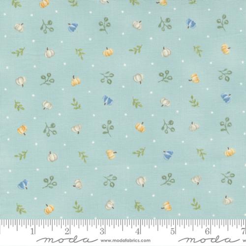 Harvest Wishes Tossed Tiny Pumpkins Cotton Fabric aqua