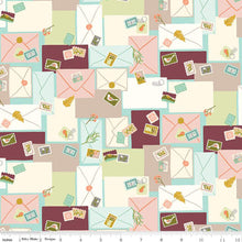 Blossom Lane Collection Envelopes Cotton Fabric C14003 aqua