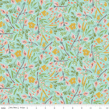 Blossom Lane Collection Floral Branches Cotton Fabric C14001 aqua