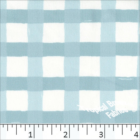 aqua, Double Brushed Knit Window Pane Print Fabric 572629