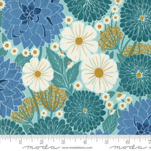 Field of Flowers Collection Dahlians and Zinnias Cotton Fabric 3310 aqua