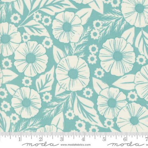Field of Flowers Collection Large Floral Print Cotton Fabric 3311 aqua