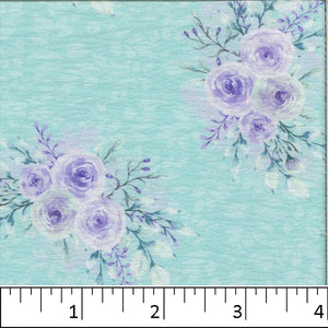 Aqua, Floral Fashion Print Fabric CA-191