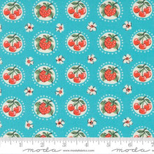 Julia Collection Cherry Strawberry Flower Cotton Fabric 11924 aqua