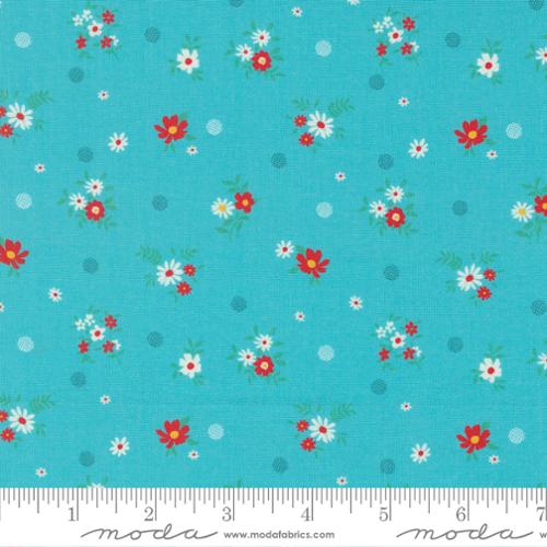 Julia Collection Small Floral Dots Cotton Fabric 11926 aqua