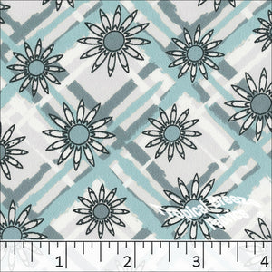 Koshibo Floral Plaid Print Polyester Fabric 048412 aqua