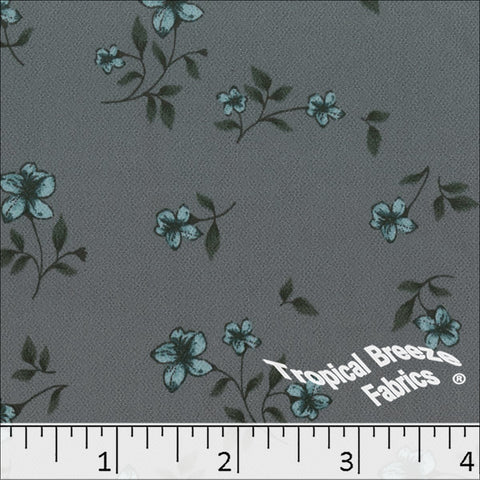 aqua, Koshibo Floral Print Polyester Fabric 048624