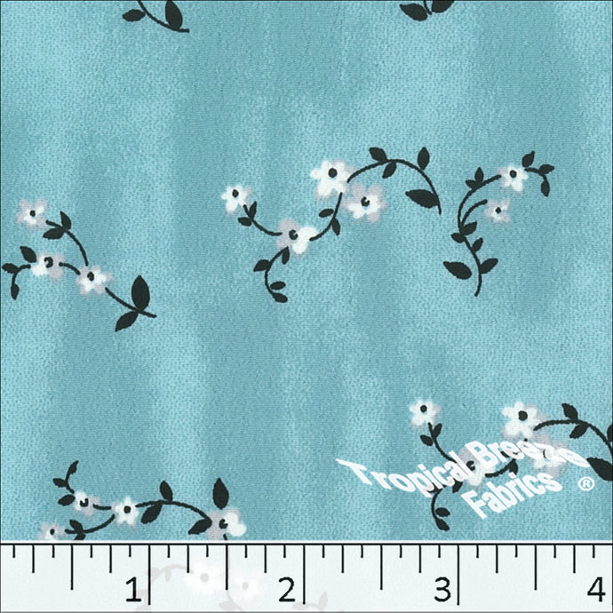 aqua, Koshibo Tiny Floral Print Polyester Fabric 048518