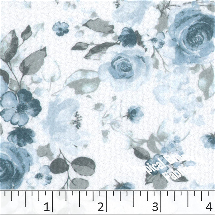 Liverpool Knit Floral Print Dress Fabric 32730 aqua