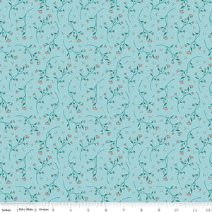 Melody Collection Vines Cotton Fabric C15144 aqua