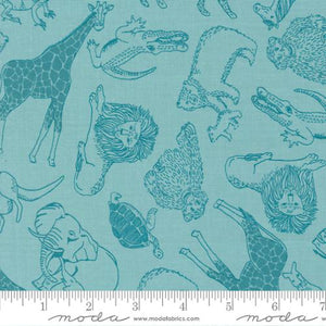 Noahs Ark Collection Animal Toss Cotton Fabric 20872 aqua