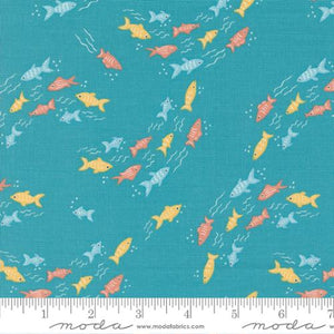 Noahs Ark Collection Fishy Fish Cotton Fabric 20874 aqua