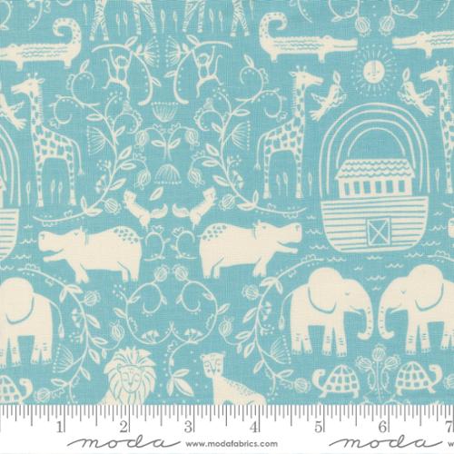 Noahs Ark Collection Two By Two Cotton Fabric 20871 aqua