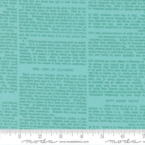 aqua, Paper Hamlet Collection Book Pages Cotton Fabric 39567