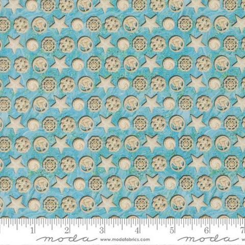 aqua, Saltwater Collection Novelty Shells Cotton Fabric 39577