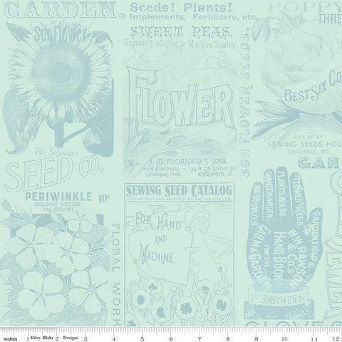 Aqua, Sewing Seeds Collection Garden Blender Cotton Fabric CD15690