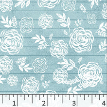 Standard Weave Blossom Print Poly Cotton Fabric 6045 aqua