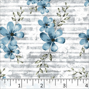 Standard Weave Floral Print Dress Fabric 6159 aqua