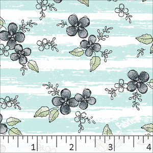 Aqua, Standard Weave Floral Print Dress Fabric 6198