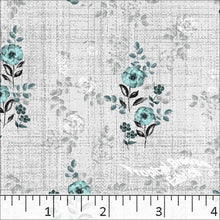 Standard Weave Floral Print Poly Cotton Fabric 6014 aqua