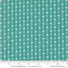 Strawberry Lemonade Collection Floral Stripe Cotton Fabric 37673 aqua