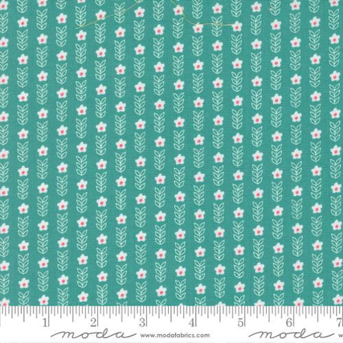 Strawberry Lemonade Collection Floral Stripe Cotton Fabric 37673 aqua