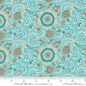 Aqua, Sunday Brunch Collection Blintz Floral Cotton Fabric 30751