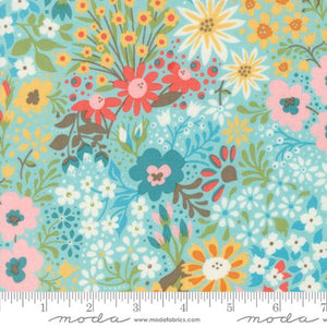 Aqua, Sunday Brunch Collection Dutch Baby Floral Cotton Fabric 30750