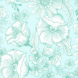 Sunflowers in My Heart Collection Large Floral Cotton Fabric 27320 aqua