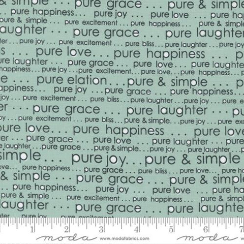 Vintage Collection Text and Words Cotton Fabric 55651 aqua