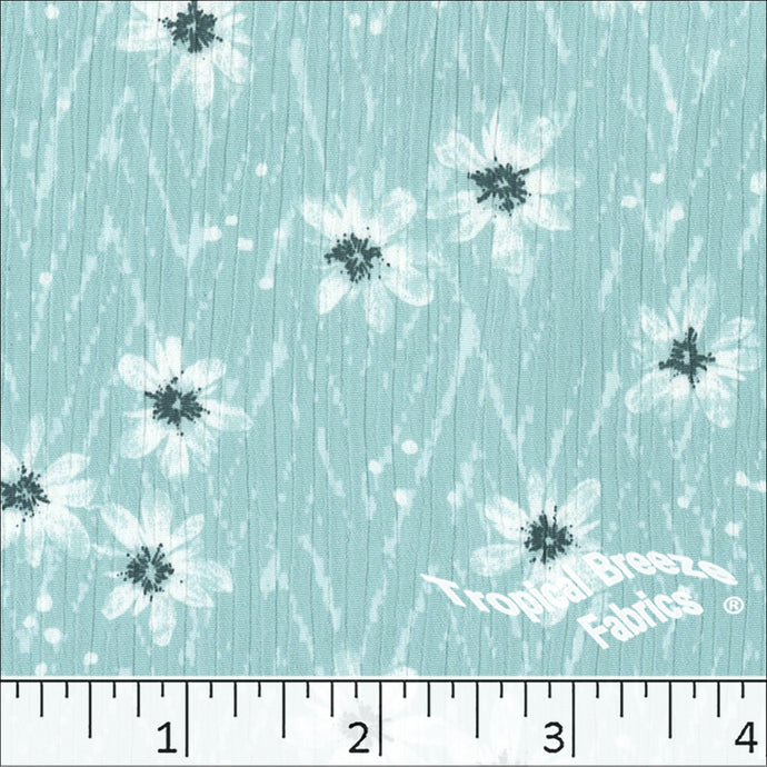 aqua, Yoryu Floral Print Polyester Fabric 048519