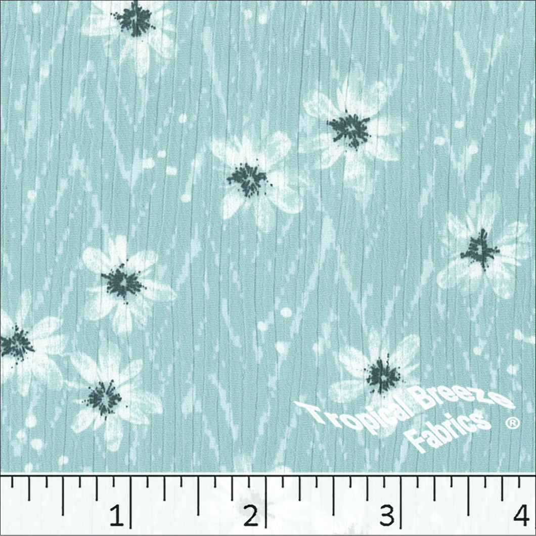 aqua, Yoryu Floral Print Polyester Fabric 048519