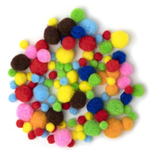 Pile of assorted pom-poms