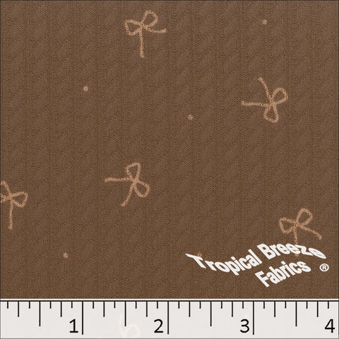 autumn brown, Cable Rib Knit Bow Print Fabric 573623