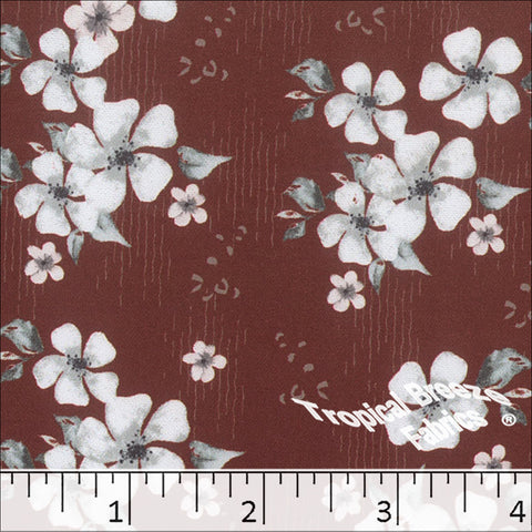 autumn red, Dream Crepe Floral Print Polyester Fabric 042522