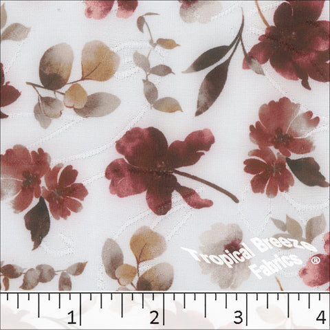 autumn red, Jacquard Knit Floral Print Fabric 572612