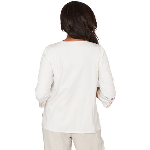 Women's Embellished Leaf Ruffle Sleeve Top 34154