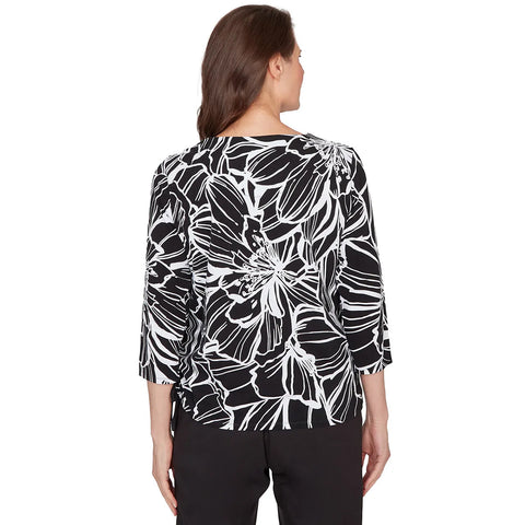 back, Women's Floral Linework Knit Top 04464