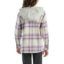 Back, Girls' Long-Sleeve Flannel Button-Front Hooded Shirt CE9154