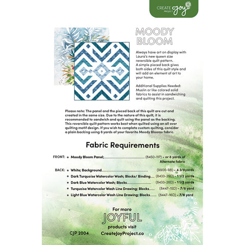 Moody Blooms Reversible Quilt Pattern back