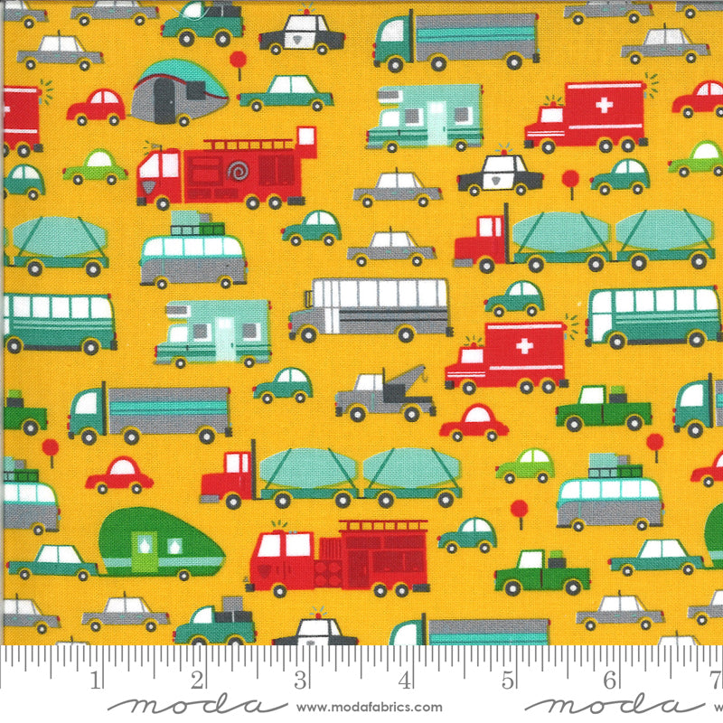 Backhoe yellow cotton fabric